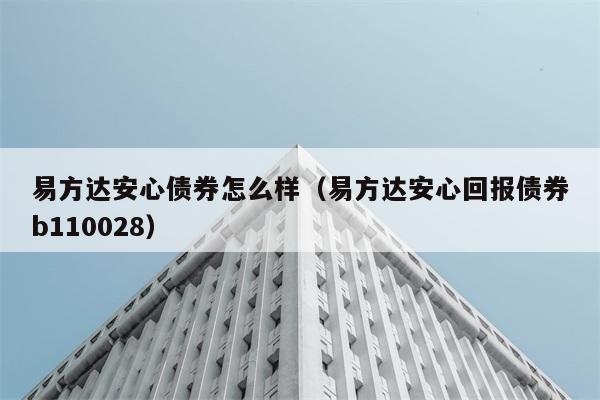 易方达安心债券怎么样（易方达安心回报债券b110028） 