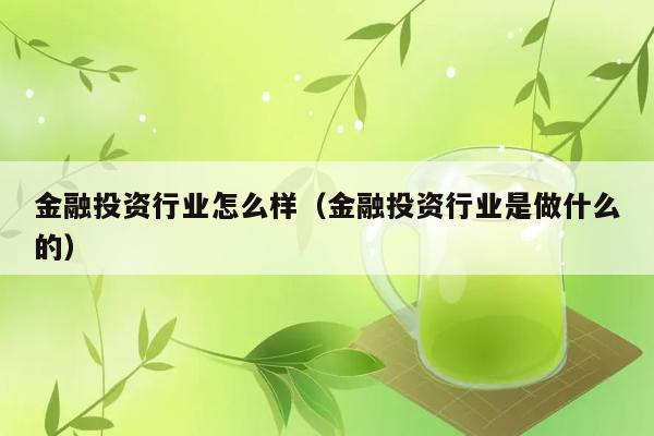 金融投资行业怎么样（金融投资行业是做什么的） 