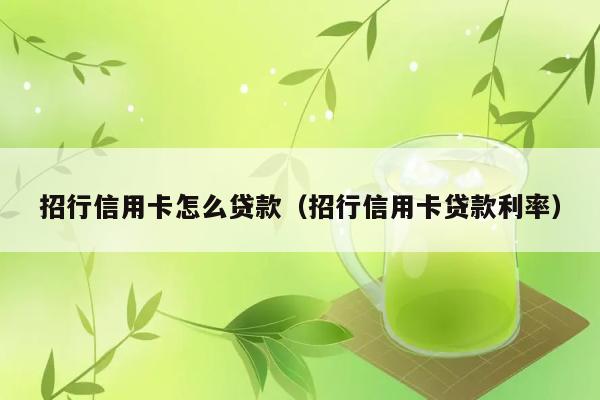 招行信用卡怎么贷款（招行信用卡贷款利率） 