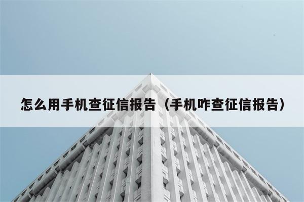 怎么用手机查征信报告（手机咋查征信报告） 