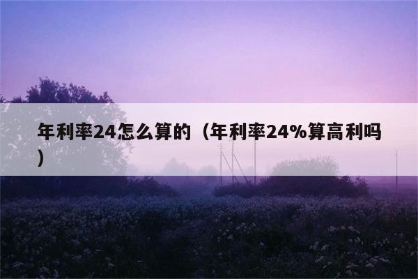 年利率24怎么算的（年利率24%算高利吗） 