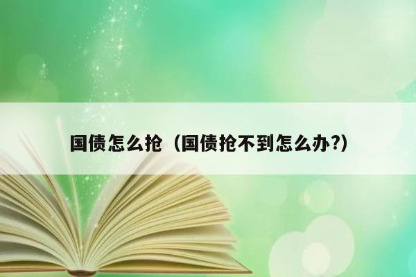 国债怎么抢（国债抢不到怎么办?） 