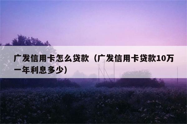 广发信用卡怎么贷款（广发信用卡贷款10万一年利息多少） 