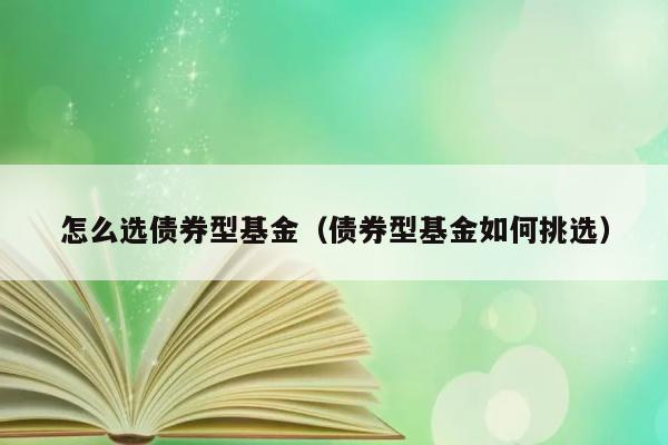 怎么选债券型基金（债券型基金如何挑选） 