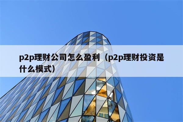 p2p理财公司怎么盈利（p2p理财投资是什么模式） 