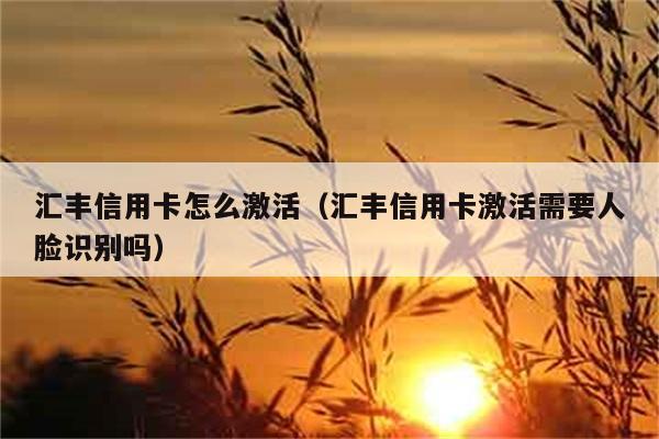 汇丰信用卡怎么激活（汇丰信用卡激活需要人脸识别吗） 