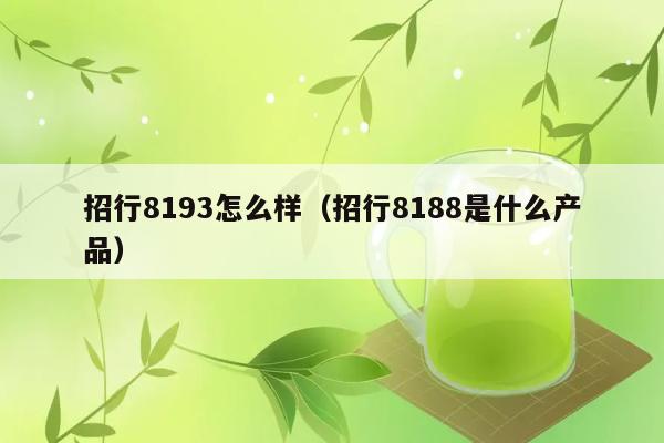 招行8193怎么样（招行8188是什么产品） 