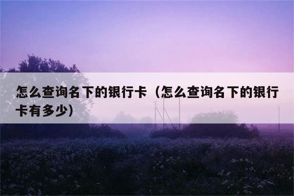 怎么查询名下的银行卡（怎么查询名下的银行卡有多少） 