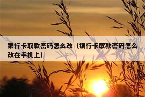 银行卡取款密码怎么改（银行卡取款密码怎么改在手机上） 