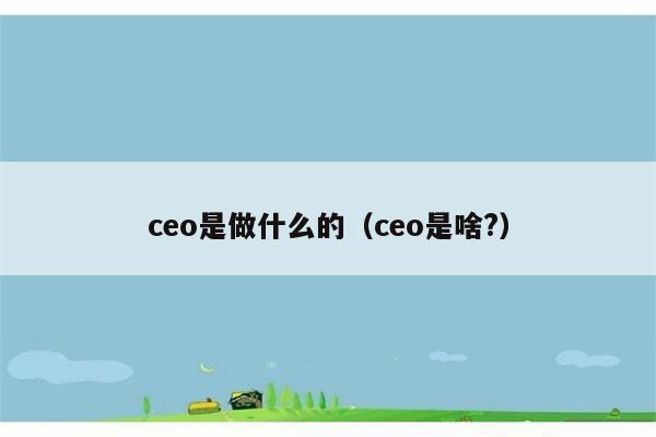 ceo是做什么的（ceo是啥?） 