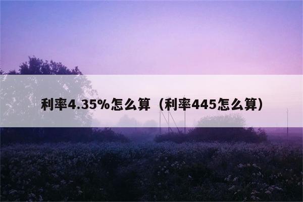 利率4.35%怎么算（利率445怎么算） 