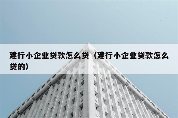 建行小企业贷款怎么贷（建行小企业贷款怎么贷的） 