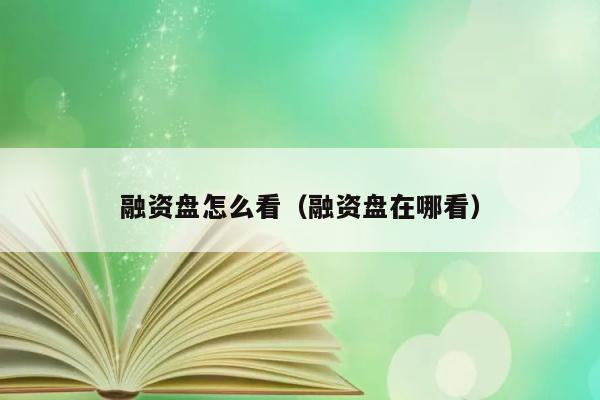 融资盘怎么看（融资盘在哪看） 