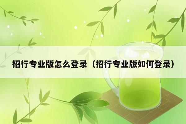 招行专业版怎么登录（招行专业版如何登录） 