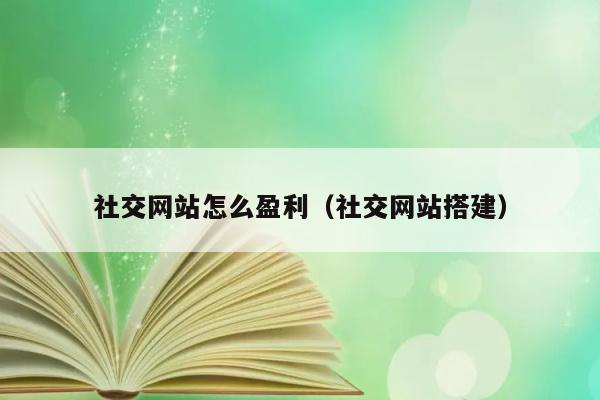 社交网站怎么盈利（社交网站搭建） 