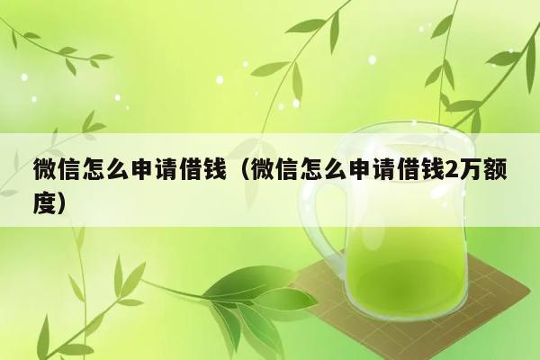 微信怎么申请借钱（微信怎么申请借钱2万额度） 