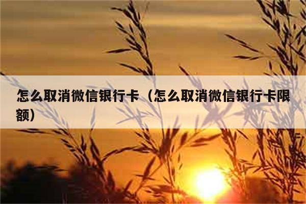 怎么取消微信银行卡（怎么取消微信银行卡限额） 