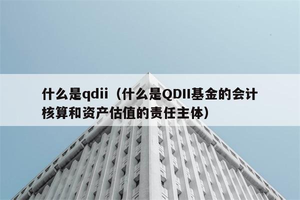 什么是qdii（什么是QDII基金的会计核算和资产估值的责任主体） 