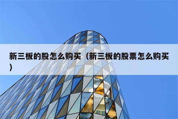 新三板的股怎么购买（新三板的股票怎么购买） 