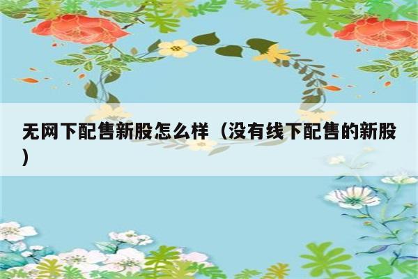 无网下配售新股怎么样（没有线下配售的新股） 