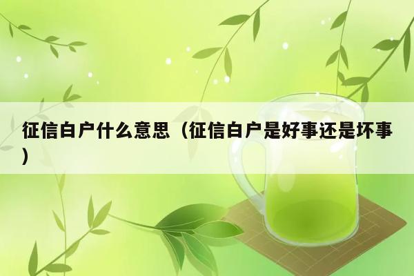 征信白户什么意思（征信白户是好事还是坏事） 