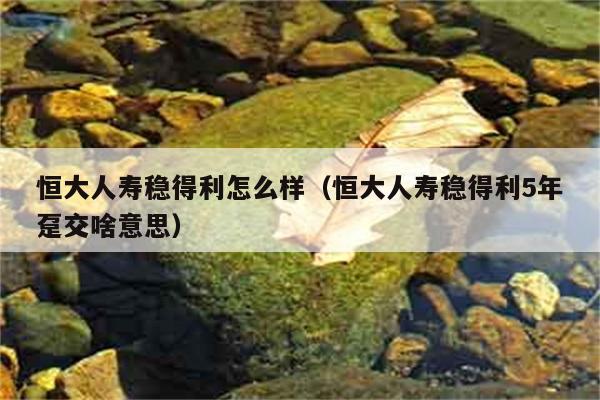 恒大人寿稳得利怎么样（恒大人寿稳得利5年趸交啥意思） 