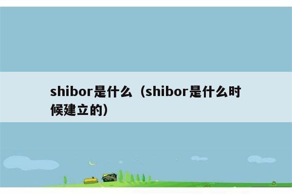 shibor是什么（shibor是什么时候建立的） 