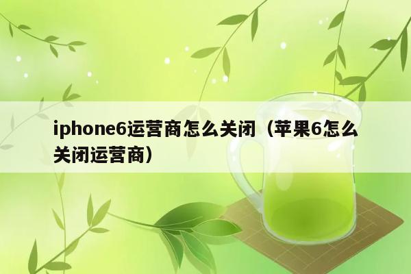 iphone6运营商怎么关闭（苹果6怎么关闭运营商） 