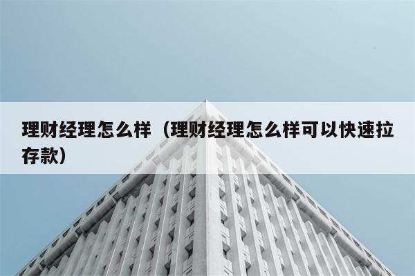 理财经理怎么样（理财经理怎么样可以快速拉存款） 