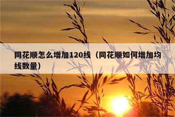 同花顺怎么增加120线（同花顺如何增加均线数量） 