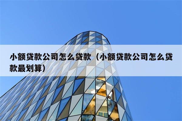 小额贷款公司怎么贷款（小额贷款公司怎么贷款最划算） 