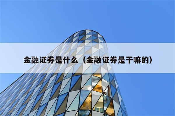 金融证券是什么（金融证券是干嘛的） 