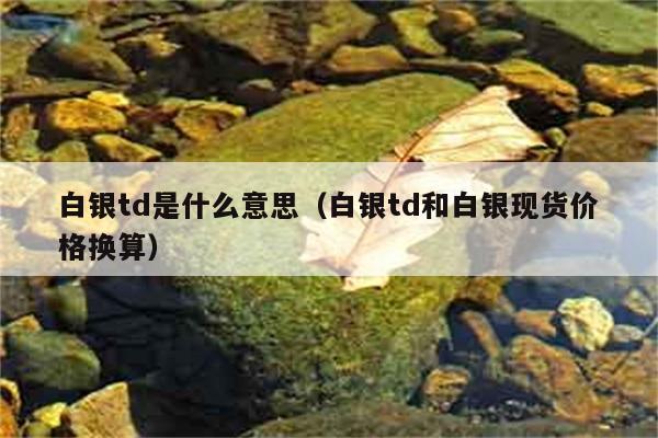 白银td是什么意思（白银td和白银现货价格换算） 