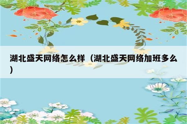 湖北盛天网络怎么样（湖北盛天网络加班多么） 