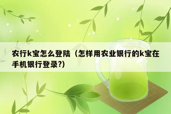 农行k宝怎么登陆（怎样用农业银行的k宝在手机银行登录?） 