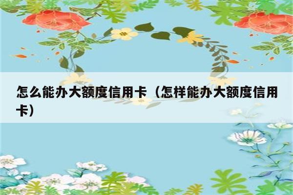 怎么能办大额度信用卡（怎样能办大额度信用卡） 