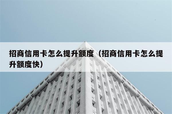 招商信用卡怎么提升额度（招商信用卡怎么提升额度快） 