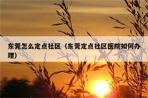 东莞怎么定点社区（东莞定点社区医院如何办理） 