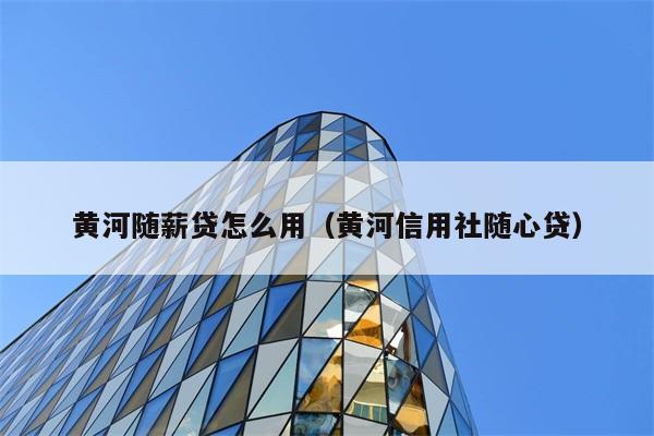 黄河随薪贷怎么用（黄河信用社随心贷） 