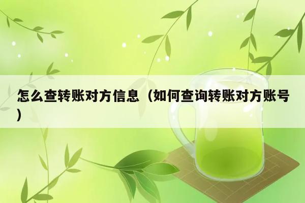 怎么查转账对方信息（如何查询转账对方账号） 