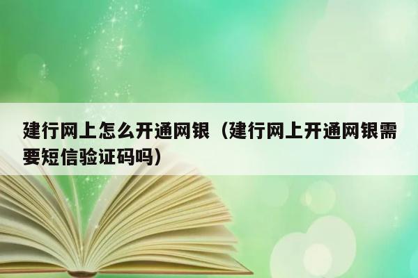 建行网上怎么开通网银（建行网上开通网银需要短信验证码吗） 