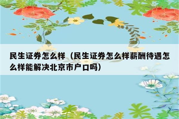 民生证券怎么样（民生证券怎么样薪酬待遇怎么样能解决北京市户口吗） 