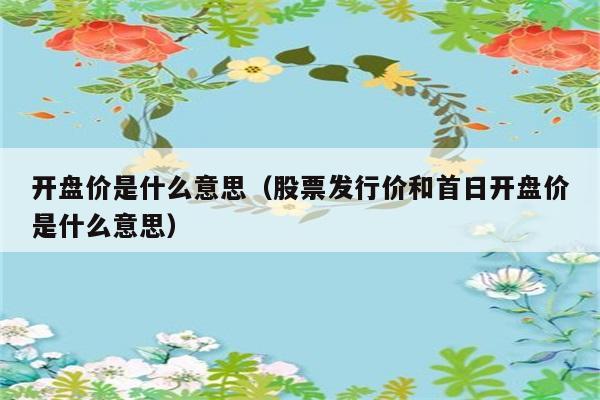 开盘价是什么意思（股票发行价和首日开盘价是什么意思） 