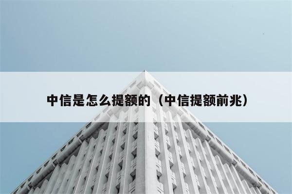 中信是怎么提额的（中信提额前兆） 