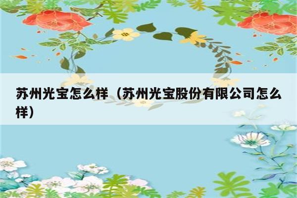 苏州光宝怎么样（苏州光宝股份有限公司怎么样） 