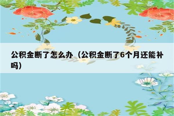 公积金断了怎么办（公积金断了6个月还能补吗） 