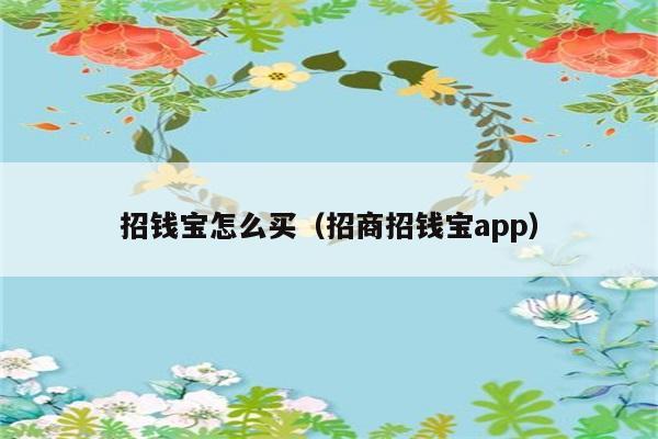 招钱宝怎么买（招商招钱宝app） 