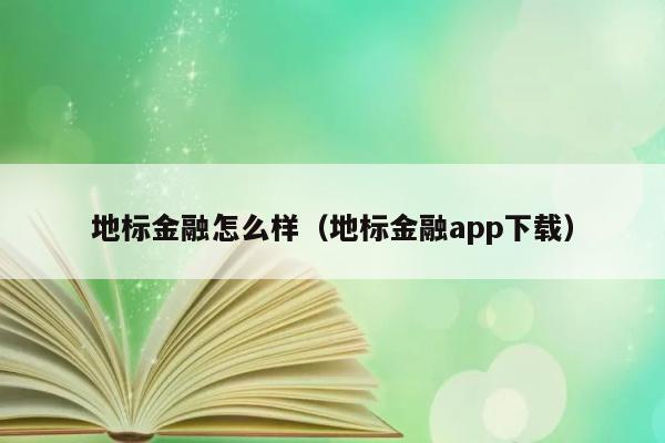 地标金融怎么样（地标金融app下载） 