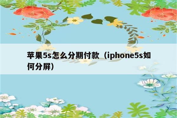 苹果5s怎么分期付款（iphone5s如何分屏） 