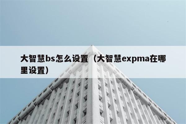 大智慧bs怎么设置（大智慧expma在哪里设置） 